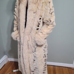 Antonovich Furs Mink Paws with Fox Trim Full Length, Reversible Fur / Rain Coat